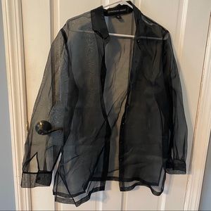 Silk See Through Button Down